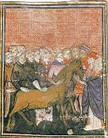 Foule, eveques et un cheval